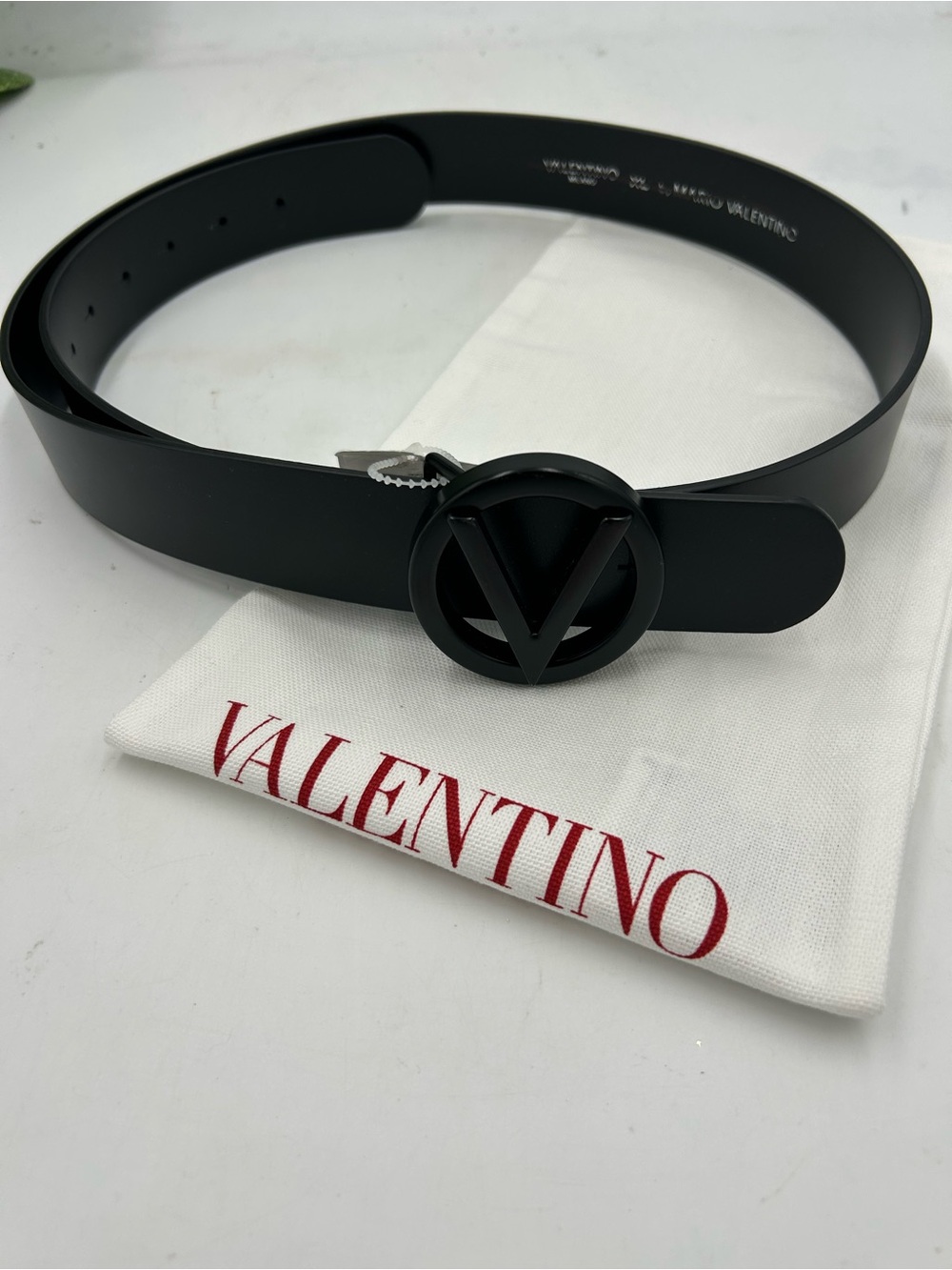 Men's Valentino Men’s Black VLogo Matte Leather Belt size XL/48 inches